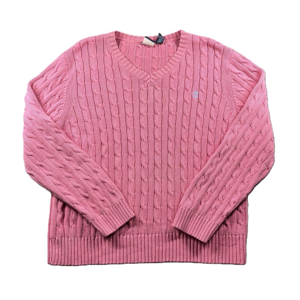 Duck Head Women Sweater Vintage Cable Knit Preppy Academia Cotton Pink 3XJP Q149